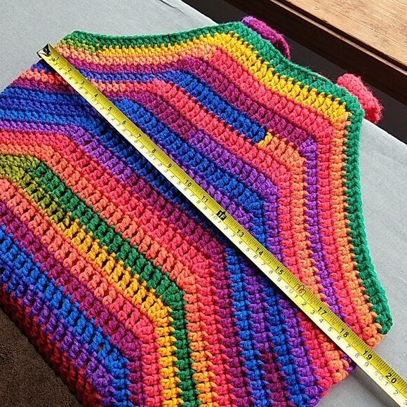 Crochet Rainbow Variegate Tank Top Racerback fits size M - XL handmade unique - Picture 7 of 14